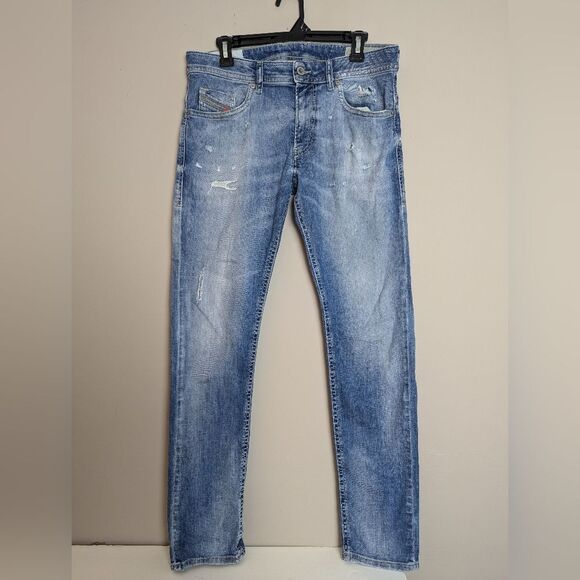Diesel Thommer Slim Skinny Jeans Size 32 – Distressed Light Wash - Picture 1 of 12